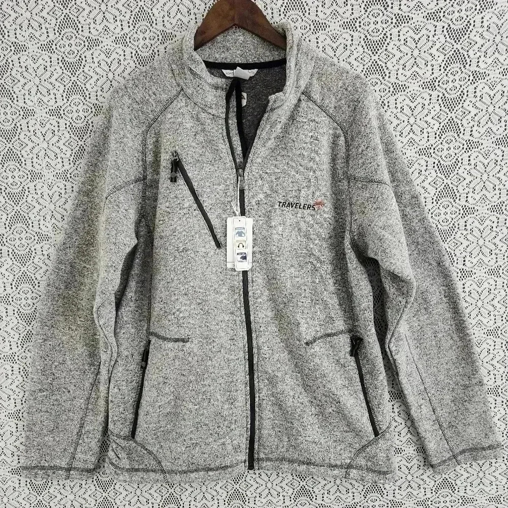 NWT Northend Sport  full zip gray fleece jacket men's L